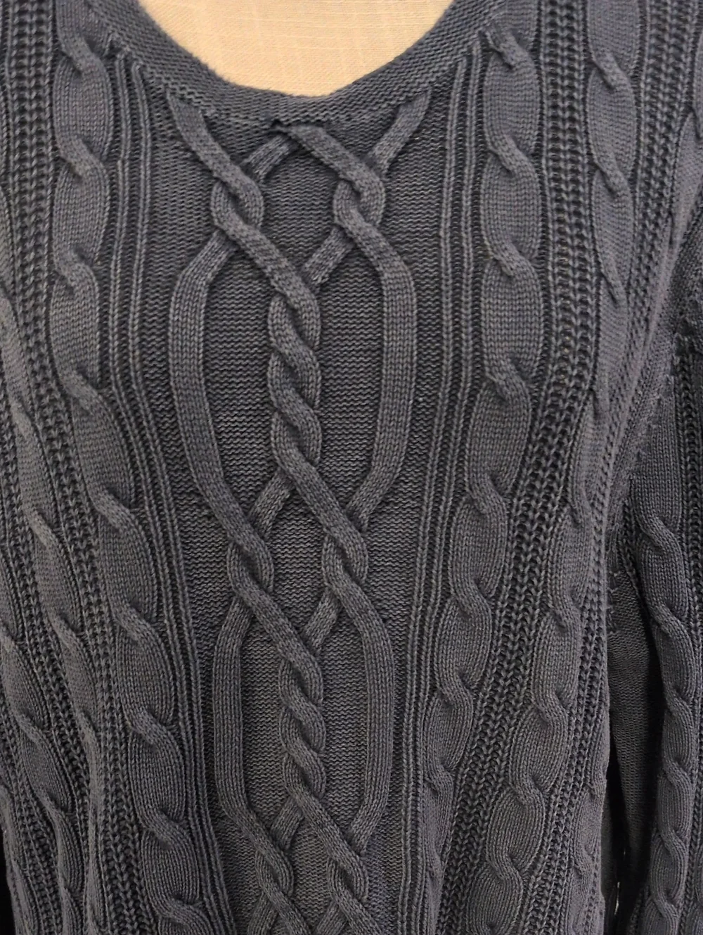 Tommy Bahama Jeans Cable Knit 100% Cotton Crewneck Chunky Sweater Fisherman